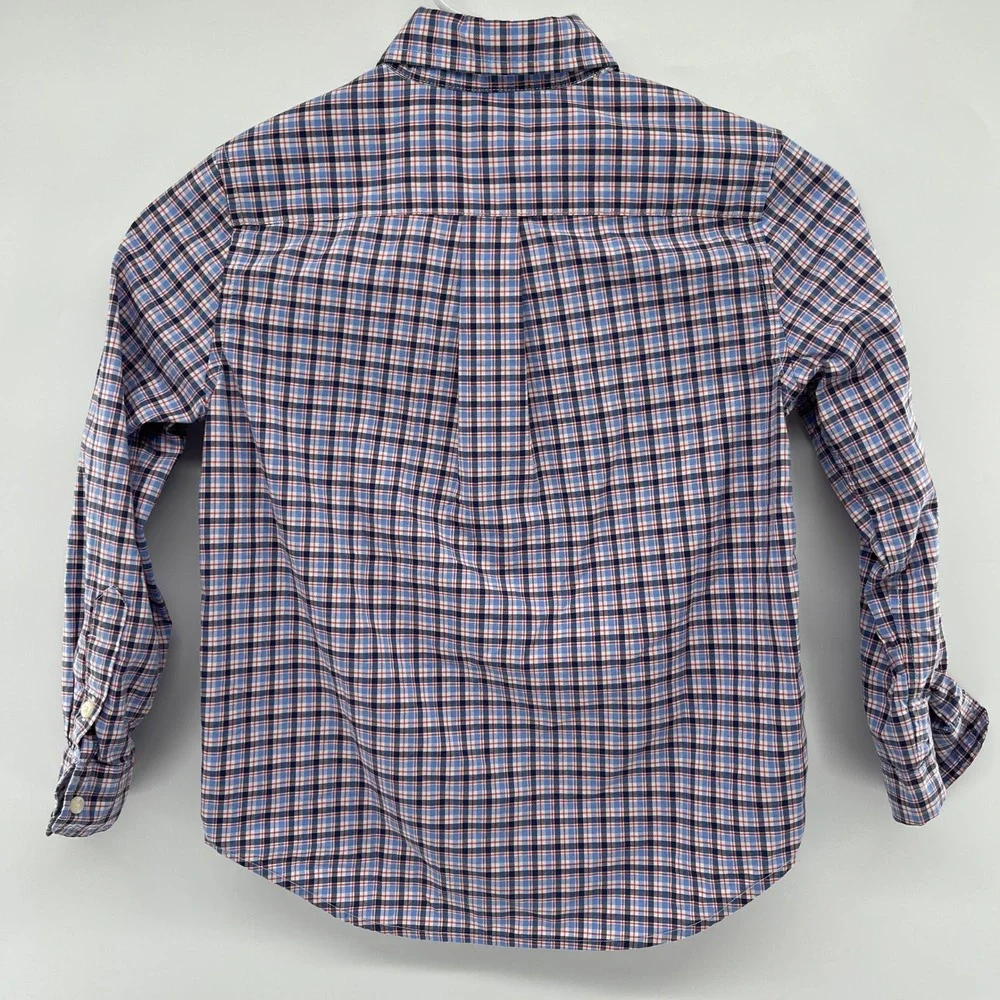 Ralph‎ Lauren Kids Plaid Button Down Shirt Natural Stretch Cotton Size 6